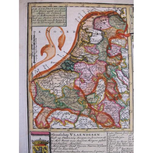 Old map image download for Tabula XVII Foederati Belgii Provinciarum (with Leo Belgicus inset map)