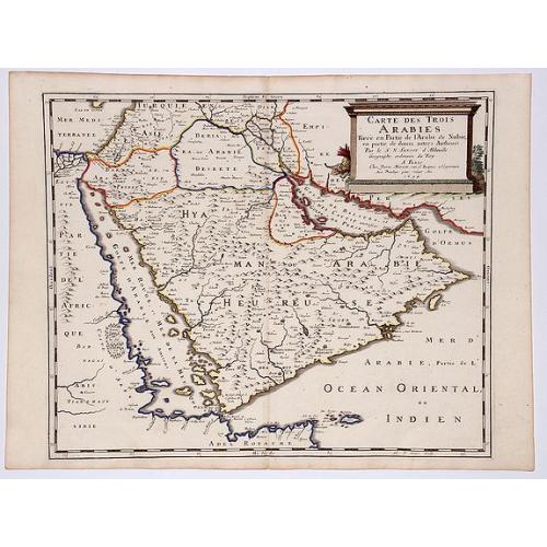 Old map image download for Carte des Trois Arabies. Tiree en Partie de l'Arabe de Nubie.