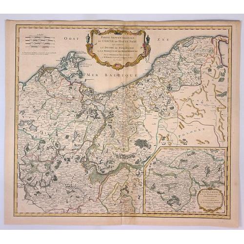 Old map image download for Partie Septentrionale du Cercle de Haute Saxe qui contient le Duche de Pomeranie et le Marquisat de Brandebourg...