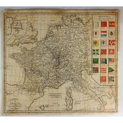 Carte de France et Pays Limitiophies avec les Divisions d'Apres les Derniers Tiaites.