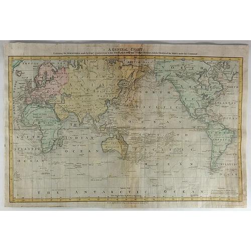 Old map image download for A New General Chart: Exhibiting the Discoveries Made by Capt'n James Cook in His First, Second and Third Voyages...