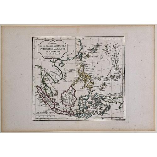 Old map image download for Les Isles de la Sonde, Moluques, Philippines, Carolines et Marianes Par Robert de Vaugondy.