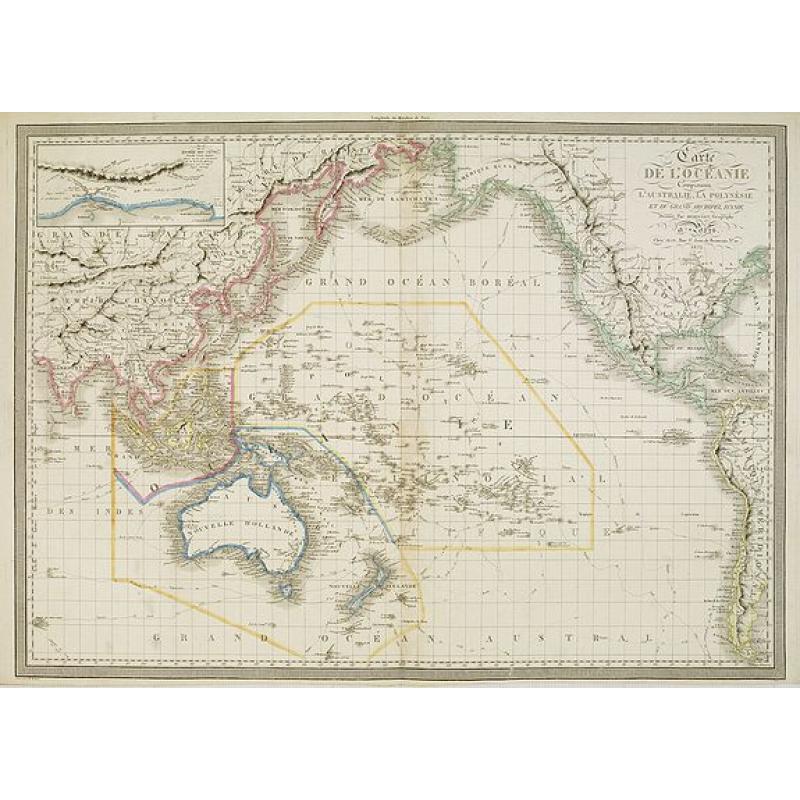 Carte de l\'Océanie comprenam l\'Australie, la Polynésie et du grand archipel d\'Asie.