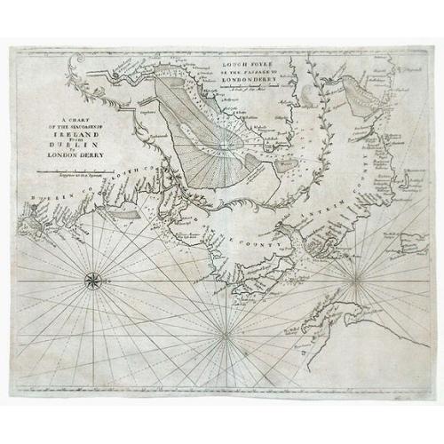 Old map image download for A Chart of the Seacoasts of Ireland from Dublin to London Derry.