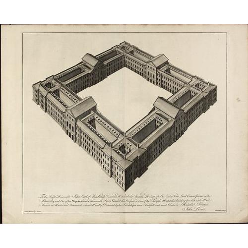 Old map image download for To the Right Honourable John Earl of Sandwich ... View of the Royal Hospital Building for Sick, and Hurt Seamen at Hasler near Portsmouth