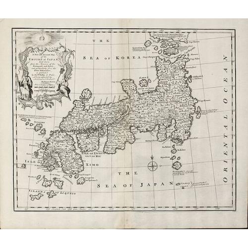 Old map image download for A New and Accurate Map of the Empire of Japan Laid down from the Memoirs of the Portuguese and Dutch and ... the Jesuit Missionaries