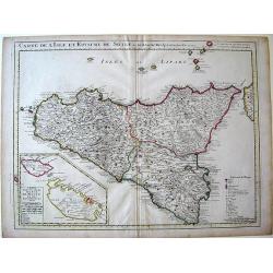 Carte de L\'Isle et Royaume de Sicile.