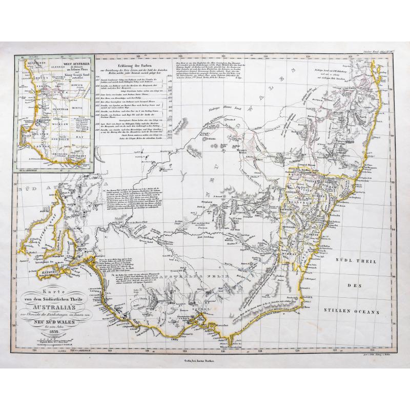 Karte von dem Südöstlichen Theile Australia's zur Übersicht der Entdeckungen im Innern von Neu Süd Wales bis zum Jahre 1832.