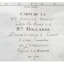 Carte de la Nle. Galles Merid.le ou de la Cote Orientale de la Nle. Hollande Découverte et visiteé par le Lieutenant J. Cook, Commandant de l'Endeavor. . .