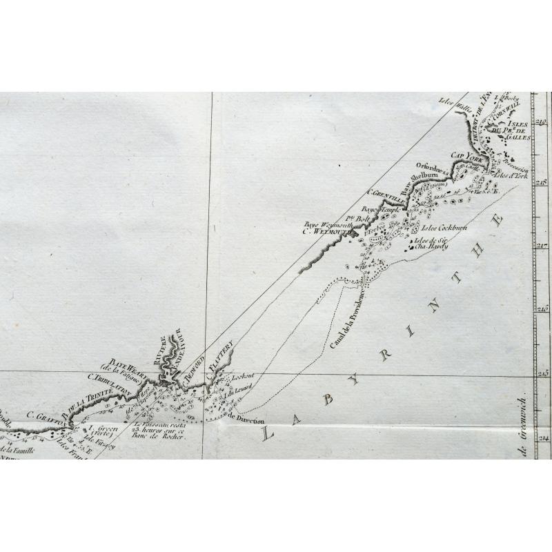 Carte de la Nle. Galles Merid.le ou de la Cote Orientale de la Nle. Hollande Découverte et visiteé par le Lieutenant J. Cook, Commandant de l'Endeavor. . .