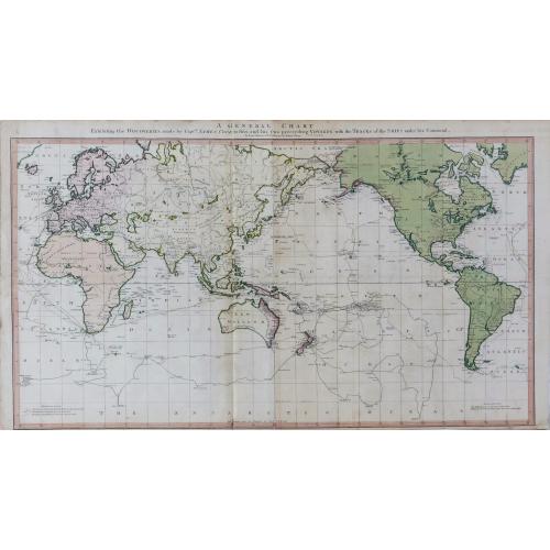 Old map image download for A General Chart Exhibiting the Discoveries Made by Captn. James Cook in This and His Two Preceding Voyages; with the Tracks of the Ships Under His Command, by Lieutt. Robers of His Majesty's Royal Navy